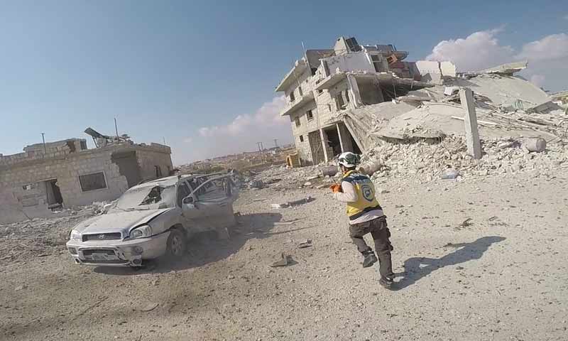 Airstrikes carried out by Russian warplanes targeted civilian houses in the town of Hass, west of Maarat al-Numan, in the southern countryside of Idlib - 31 October 2019 (Syrian Civil Defence)