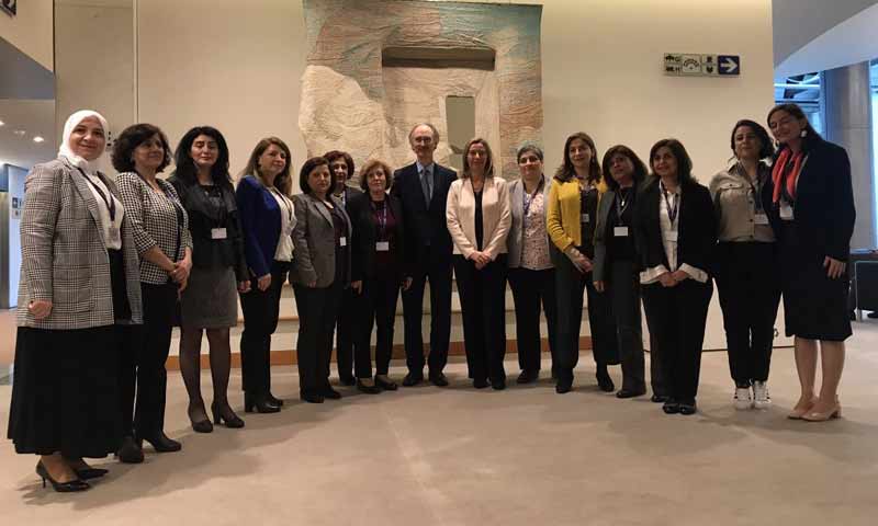 EU High Representative Federica Mogherini and UN Envoy Gier Pederson, meeting with the Women's Advisory Council - March 14, 2019 (EU delegation to Syria) 