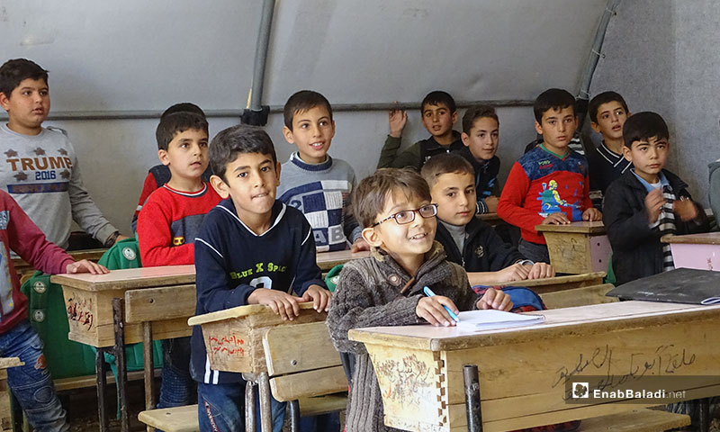 School tents set up to provide education to the children at the primary stage in northern Aleppo - 6 November 2019 (Enab Baladi)