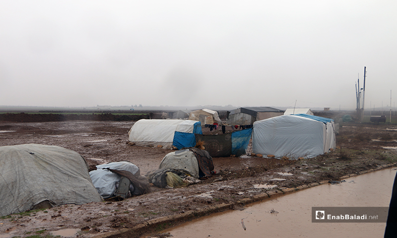 IDPs stranded in dire humanitarian situations in Kafr Aruq camp in northern Idlib - 14 December 2019 (Enab Baladi)
