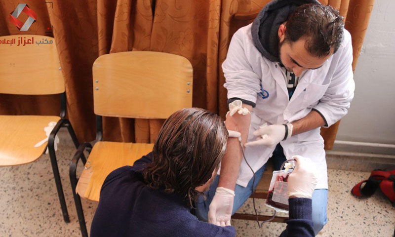 Blood donation drive in Azaz city in the northern countryside of Aleppo - 24 November 2019 (Azaz Media Office)