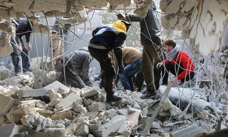 Members of Syrian Civil defense attempting to rescue civilians in Aleppo countryside - 18 January 2020 (Civil Defense in Aleppo)