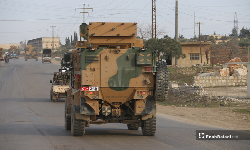 A Turkish military convoy of 25 vehicles entering the town of Atarib in northern Syria - 3 February (Enab Baladi)

