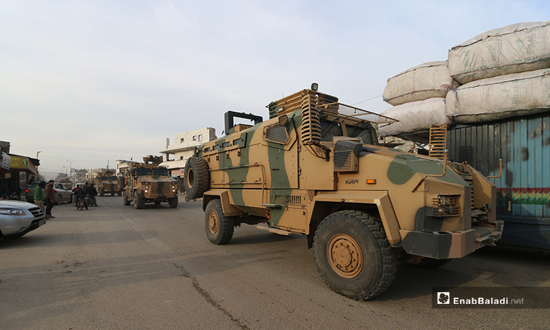 A Turkish military convoy of 25 vehicles entering the town of Atarib in northern Syria - 3 February (Enab Baladi)
