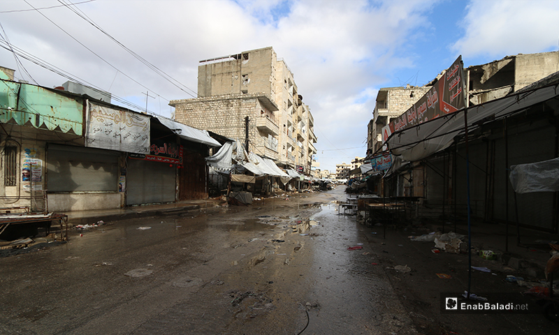 Shops in the town of Ariha are closed after the displacement of its residents - 8 February 2020 (Enab Baladi)

