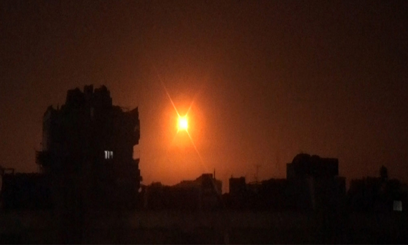 A photo of the Israeli strike that targeted Damascus - 6 February (SANA)