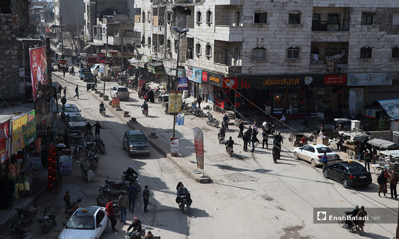Images from al-Bab city in Aleppo province showing the closure of public utilities and overcrowding streets despite the campaign of the civil defense to raise people’s awareness on the novel coronavirus (Covid-19) – 22 March 2020 (Enab Baladi)