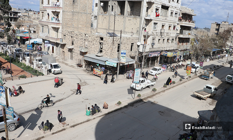 Images from al-Bab city in Aleppo province showing the closure of public utilities and overcrowding streets despite the campaign of the civil defense to raise people’s awareness on the novel coronavirus (Covid-19) – 22 March 2020 (Enab Baladi)