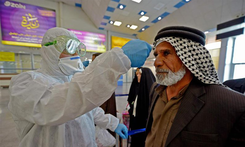 An Iraqi citizen having a coronavirus checking test (AFP)