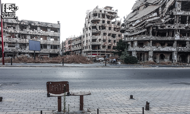 Destroyed buildings in al-Khalidiya neighborhood in Homs province, central Syria - May 2020 (Lens Young Dimashqi Facebook account)