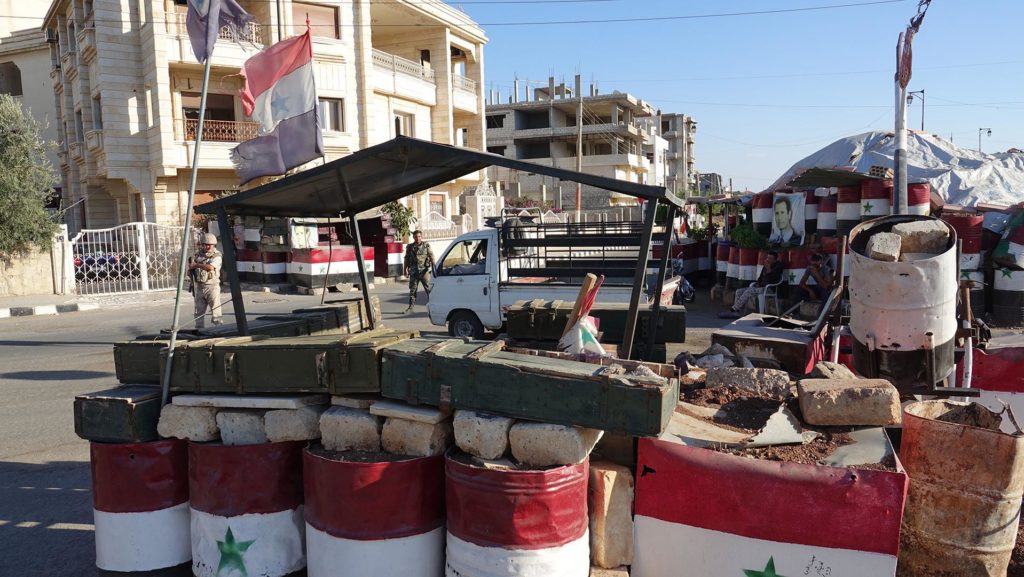 A Syrian regime's checkpoint in Daraa 2018 (Human Rights Watch)