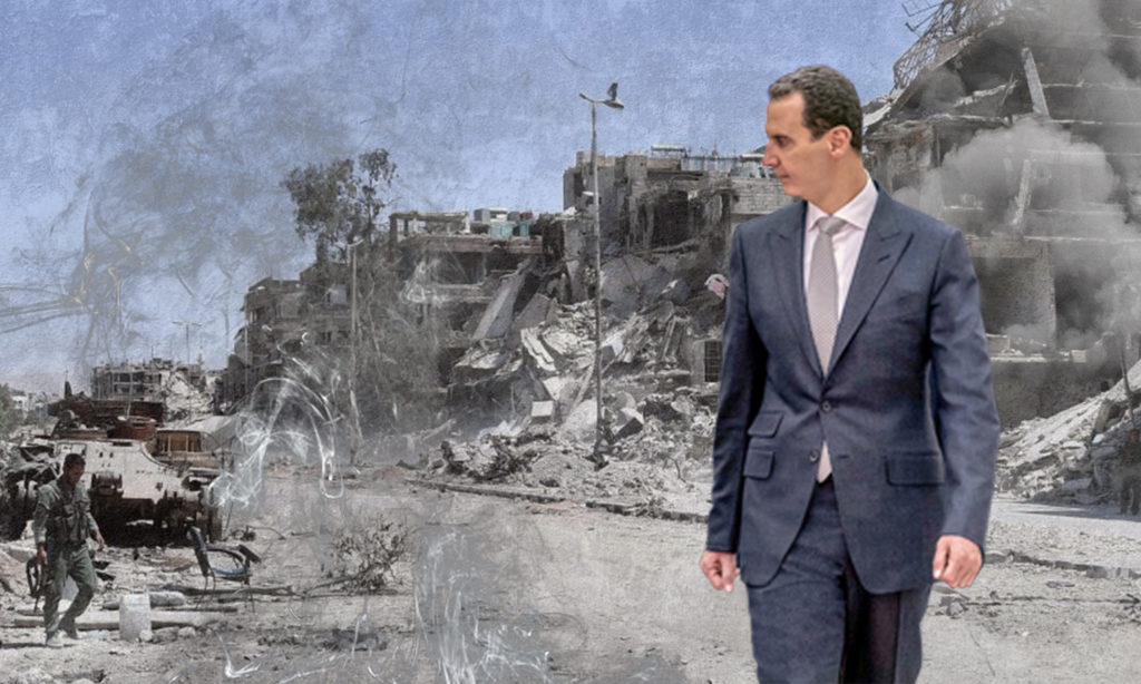 Bashar al-Assad in Yarmouk camp (Edited by Enab Baladi)