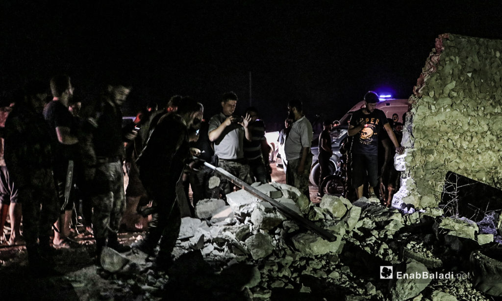 The explosion of an improvised explosive device (IED) in one of the agricultural lands on the outskirts of al-Bab city in the northeastern Aleppo countryside – 27 July 2020 (Enab Baladi / Asim Melhem)