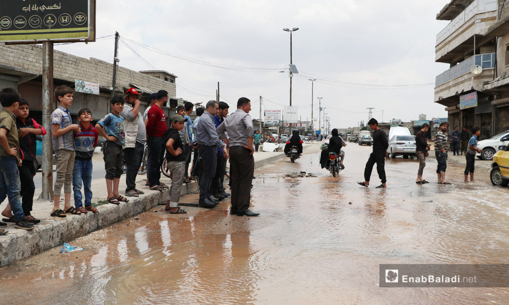 The overflowing of water due to the breakdowns of the water pipes system in al-Bab city of northern Aleppo countryside – 20 June 2020 (Enab Baladi / Asim Melhem)