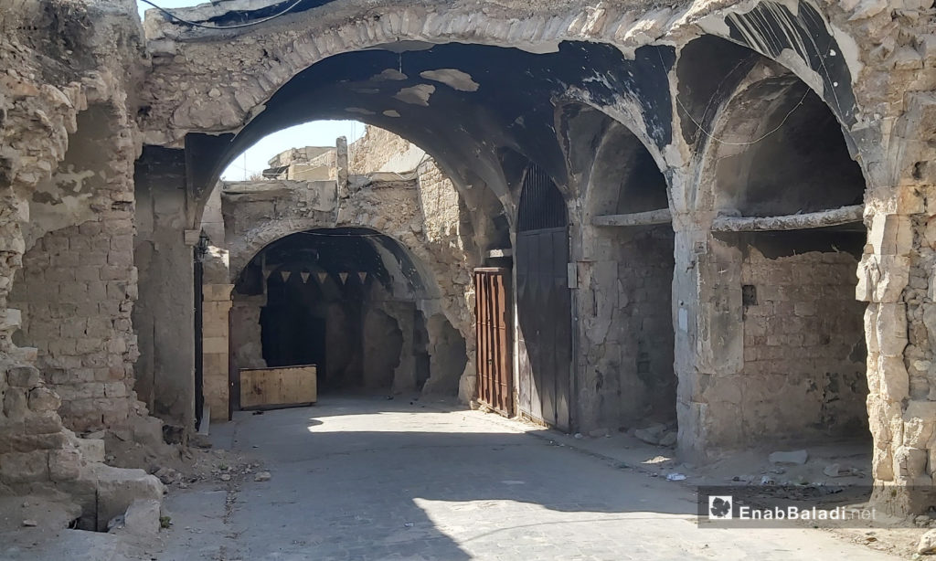The destroyed part of the al-Saqatiyah souk in Aleppo city – 28 August 2020 (Enab Baladi / Orwah al-Mundhir)