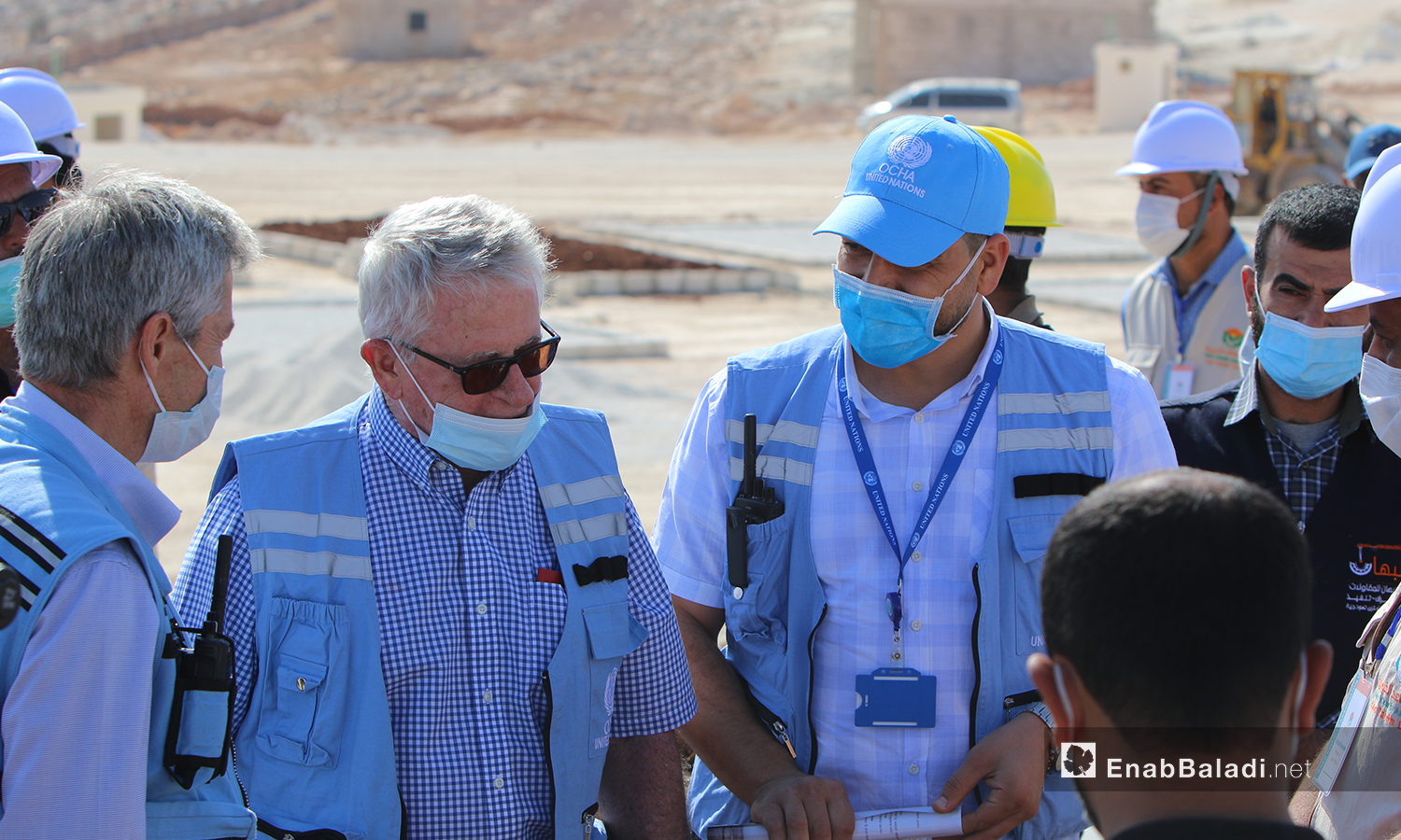 
A United Nations delegation visits some under construction camps in northwestern Syria – 27 October 2020 (Enab Baladi)
