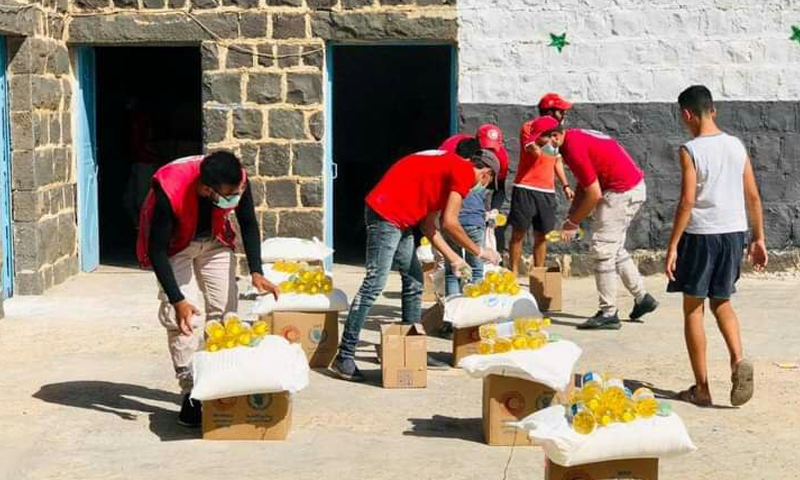 The distribution of food aids in Daraa - 2020 the (Syrian Arab Red Crescent (SARC)