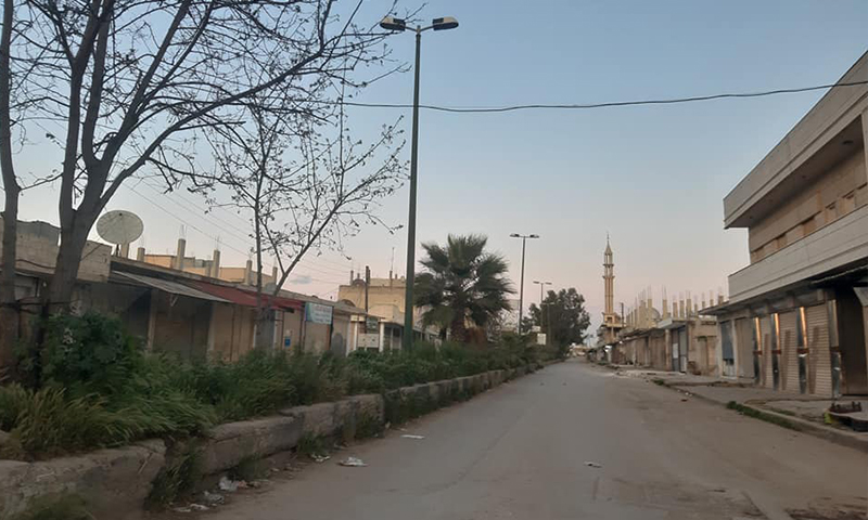 The curfew in al-Qusayr city as part of the precautionary measures to confront the novel coronavirus (COVID-19) pandemic (Al-Qusayr city council)