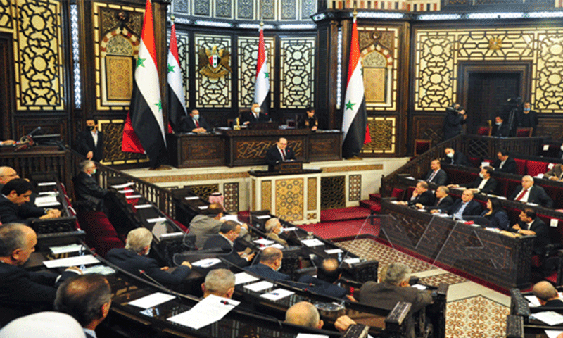 The Minister of Justice of the Syrian regime government, Ahmed al-Sayyed, discussing with the People's Council's members the work mechanism of the Justice Ministry and other issues related to it - 19 November 2020 (SANA)