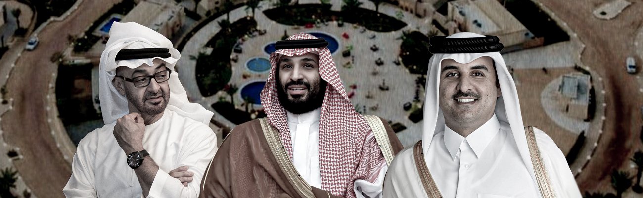 Emir of Qatar, Tamim bin Hamad al-Thani, Crown Prince of Saudi Arabia, Mohammed bin Salman, and Crown Prince of the Emirate of Abu Dhabi, Mohammed bin Zayed (Designed by Enab Baladi)