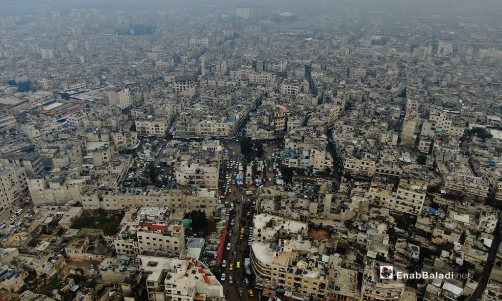 An aerial image of Idlib city