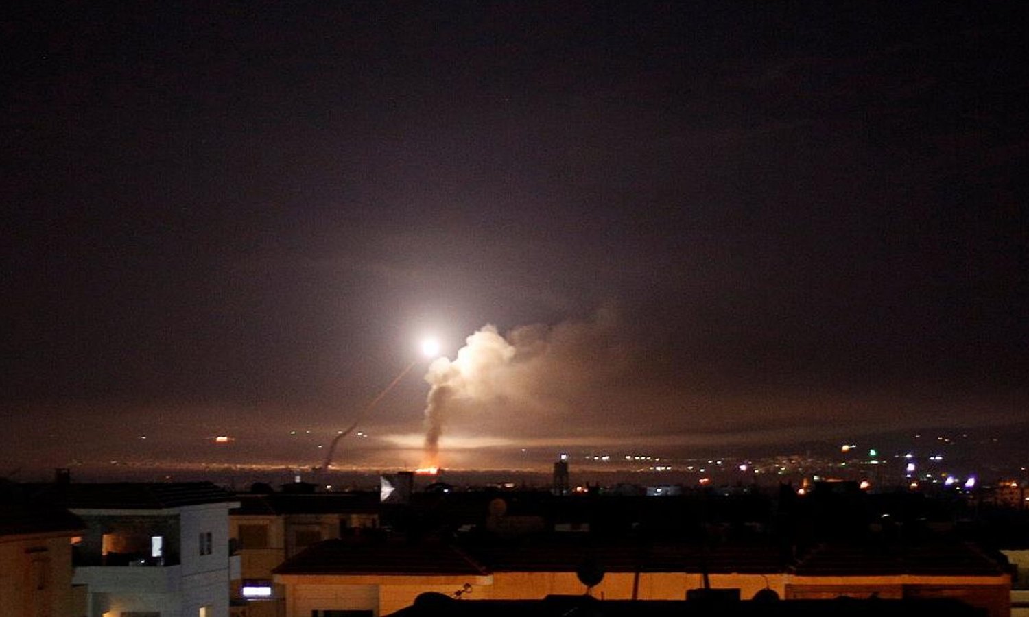 Syrian regime's Surface-to-air missile launchers while attempting to intercept an Israeli bombardment (Reuters)
