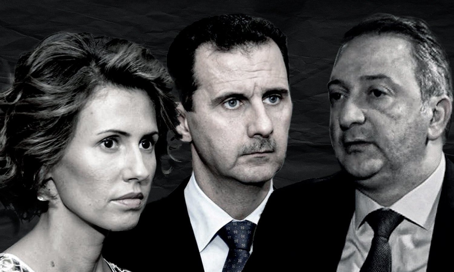 Syria's Central Bank Governor Hazem Karfoul, Asma al-Assad, and Bashar al-Assad - 24 December 2020 (edited by Enab Baladi)