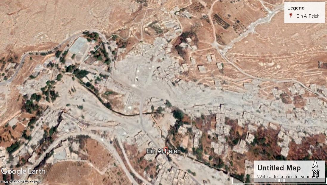 A Google Maps screenshot of the Ain al-Fijeh Spring on 23 September 2019