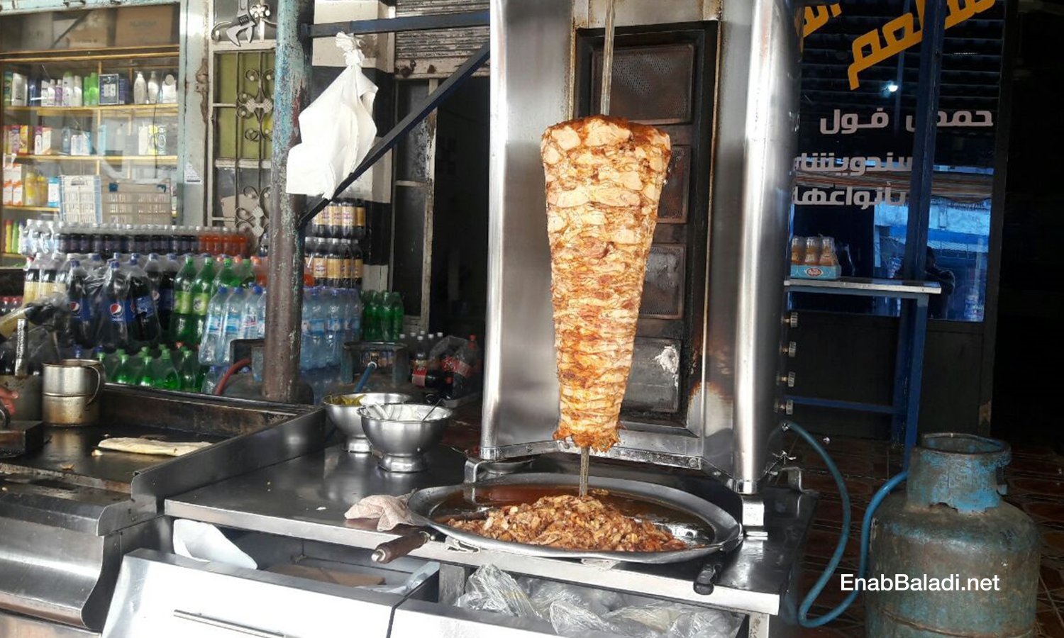 A skewer for shawarma in the town of Muzayrib in the western countryside of Daraa - 2019 ( Daraa—Halim Muhammad)
