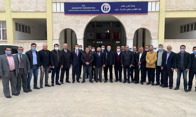 A visit by the President of the University of Gaziantep, Aref Özden, to the Faculty of Economics and Administrative Sciences in the city of al-Bab, northeast of Aleppo (the student body of Gaziantep University in the city of al-Bab)