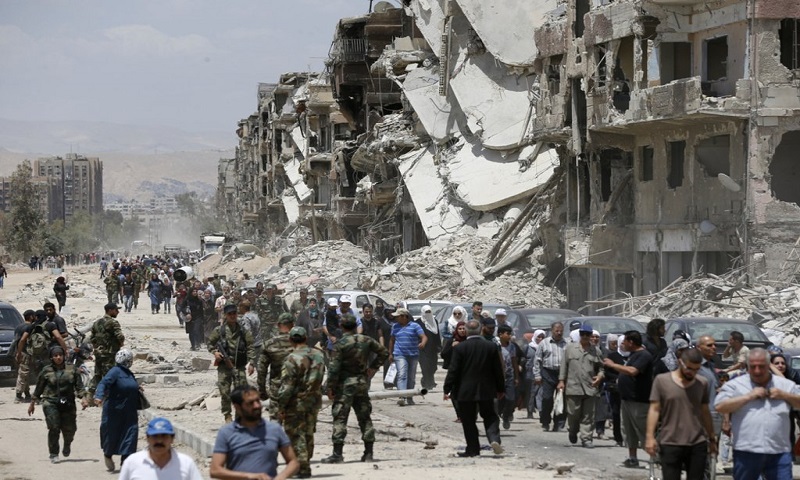 The 30th Street in the Yarmouk camp (AFP)