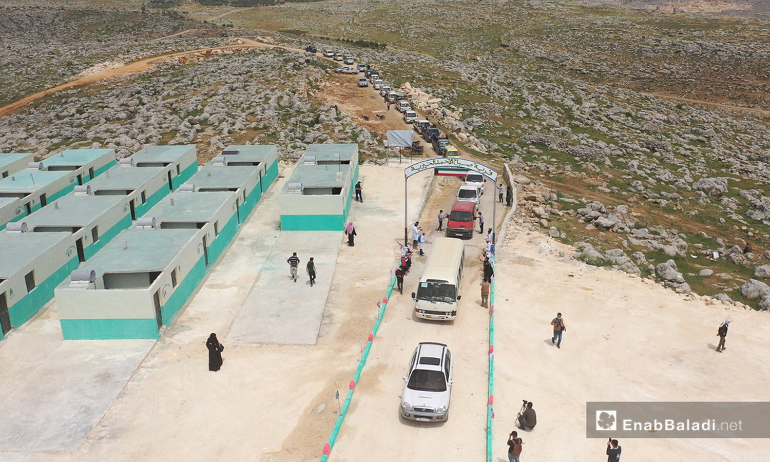 Opening of the Kuwaiti Village Camp on a far-flung hill in the northern countryside of Idlib - April 2020 (Enab Baladi)