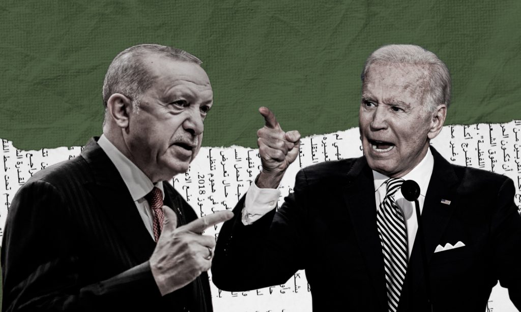 US President Joe Biden and Turkish President Recep Tayyip Erdoğan (Edited by Enab Baladi)