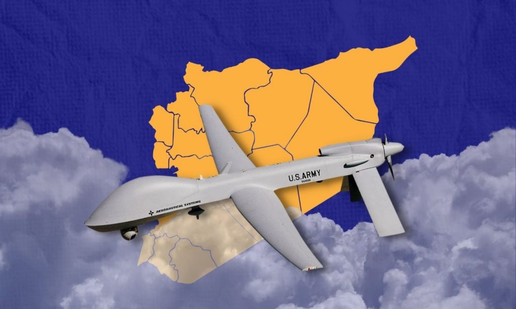 A photo of an unmanned aerial vehicle (Edited by Enab Baladi)