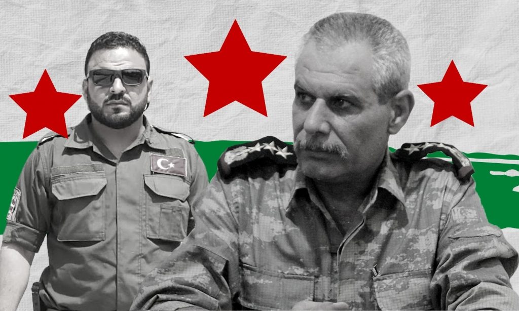 Syrian defector Brigadier General Ahmad Rahal and SNA commander Muhammad al-Jasim, known as Abu Amsha (Enab Baladi)