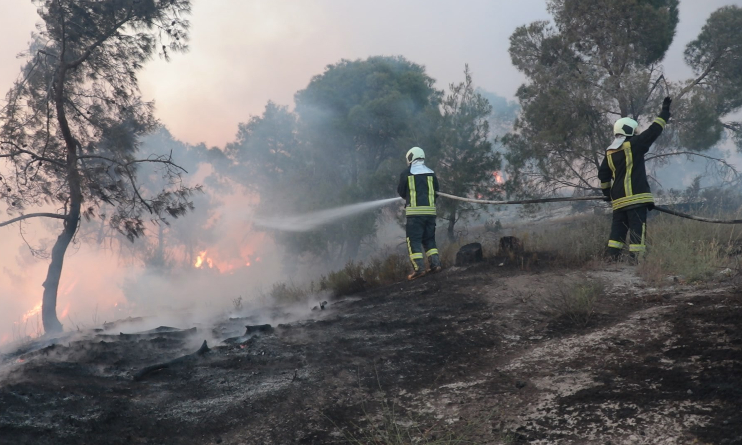 Civil Defense teams putting out a fire that hit northwestern Syria - 27 May 2021 (Syrian Civil Defense)