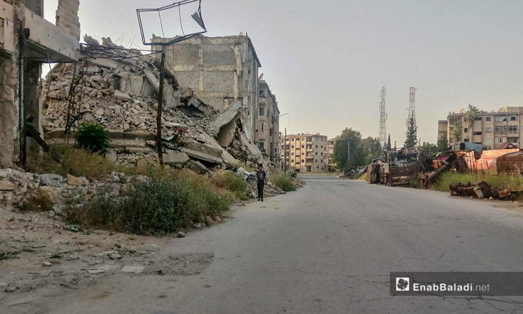 Destruction caused by Syrian regime airstrikes in eastern Aleppo, before it entirely controlled the area – 19 April 2021 (Saber al-Halabi/Enab Baladi)