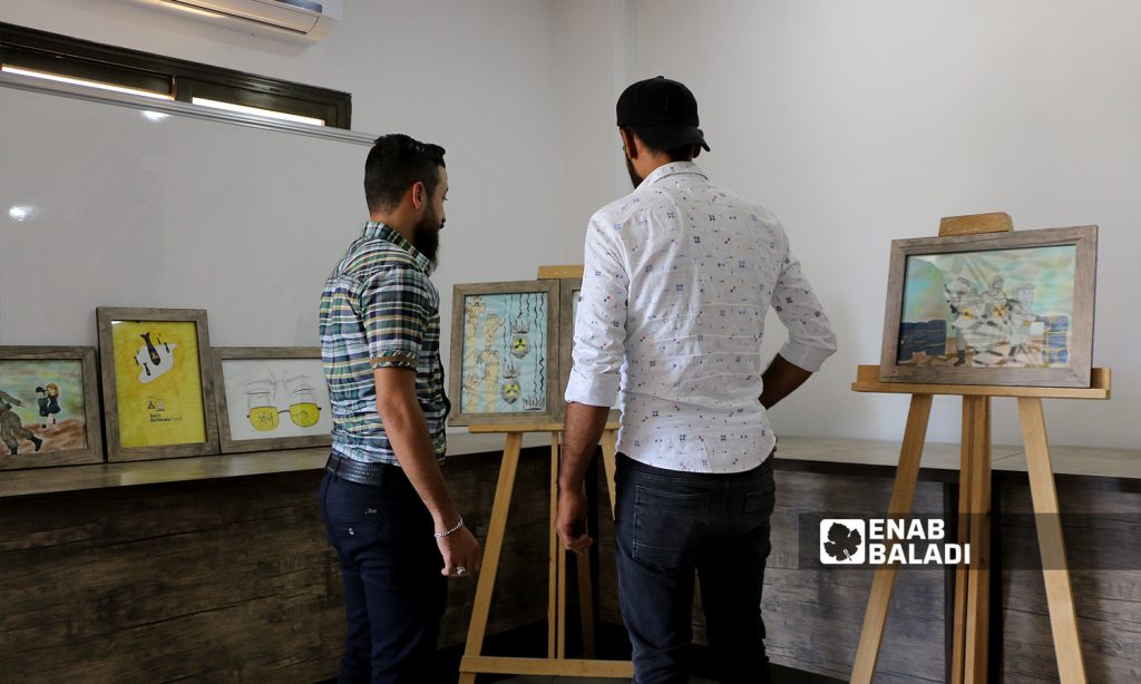 An art exhibition under the slogan “Do Not Suffocate Truth” was held in Azaz city in Aleppo governorate in remembrance of the Eastern Ghouta’s chemical massacre - 21 August 2021 (Enab Baladi / Walid Othman)