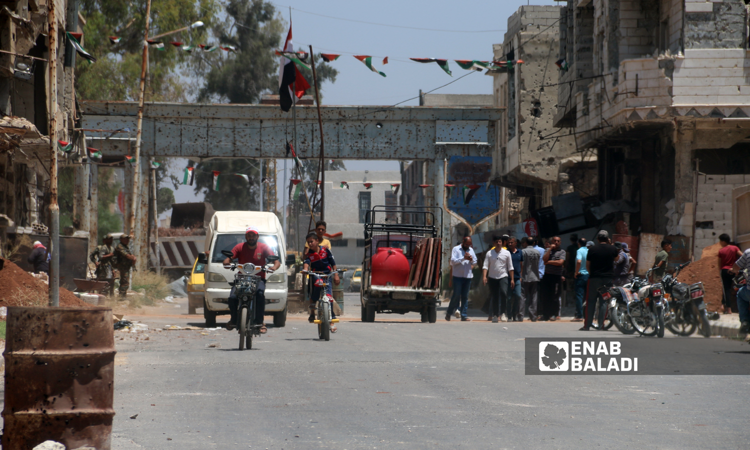 The al-Saraya roadblock that Syrian regime forces closed in Daraa al-Balad city, southern Syria - 31 May 2021 (Enab Baladi / Halim Mohammed)