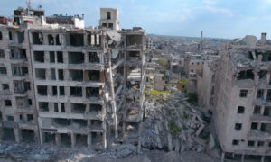 Destroyed buildings in Aleppo city - 2021 (Shutterstock)