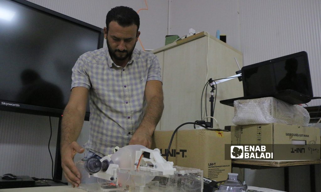 A recent graduate from the University of Sham is developing a breathing machine in Aleppo countryside- 5 October 2021(Enab Baladi-Walid Othman)