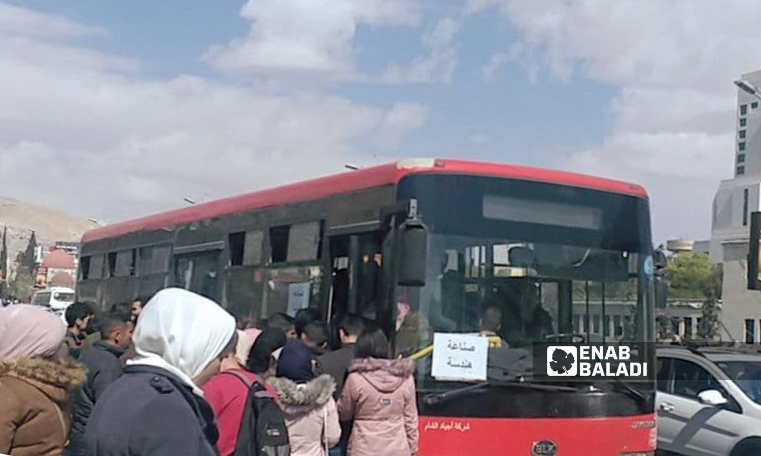 Public transport overcrowding in Damascus - 20 February 2022 (Hassan Hassan / Enab Baladi)
