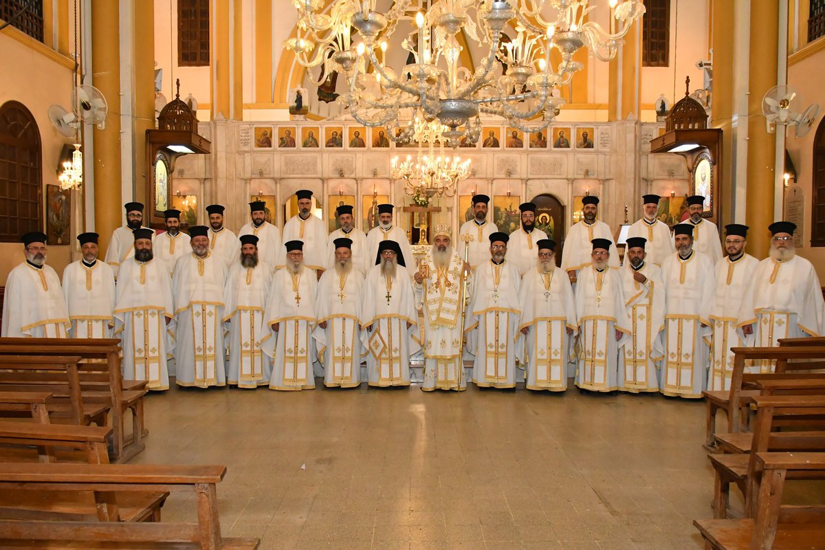 Archbishop Athanasius Fahd and a number of priests from inside the Church of St. George (Mar Georges) in the city of Latakia - 27 April 2022 (Greek Orthodox Archdiocese of Latakia)