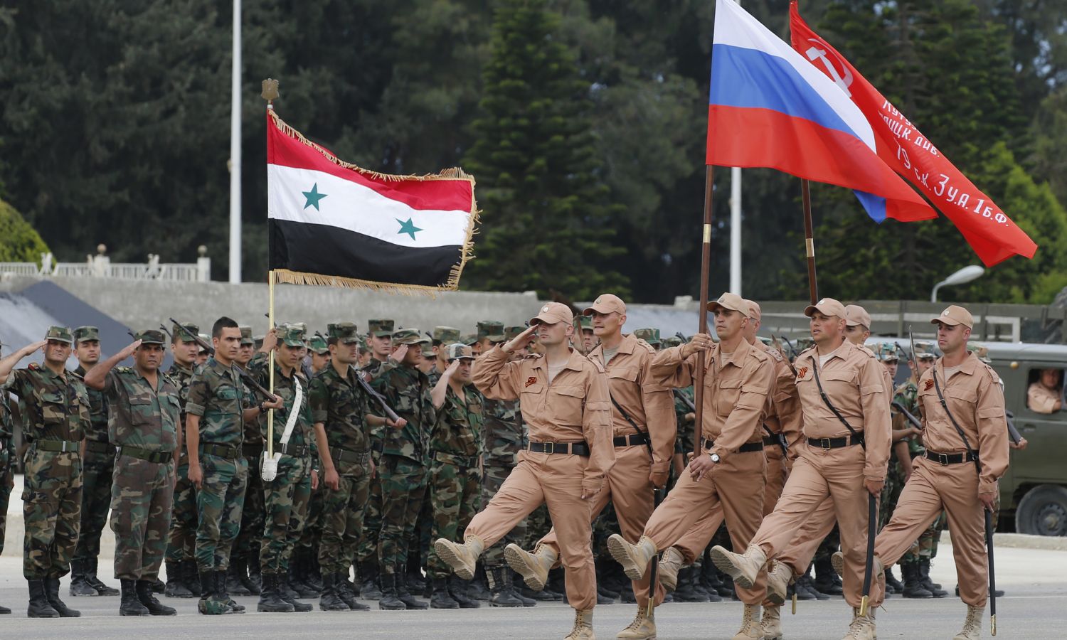 A Russian military parade at the Hmeimim base in Syria (Sputnik agency)