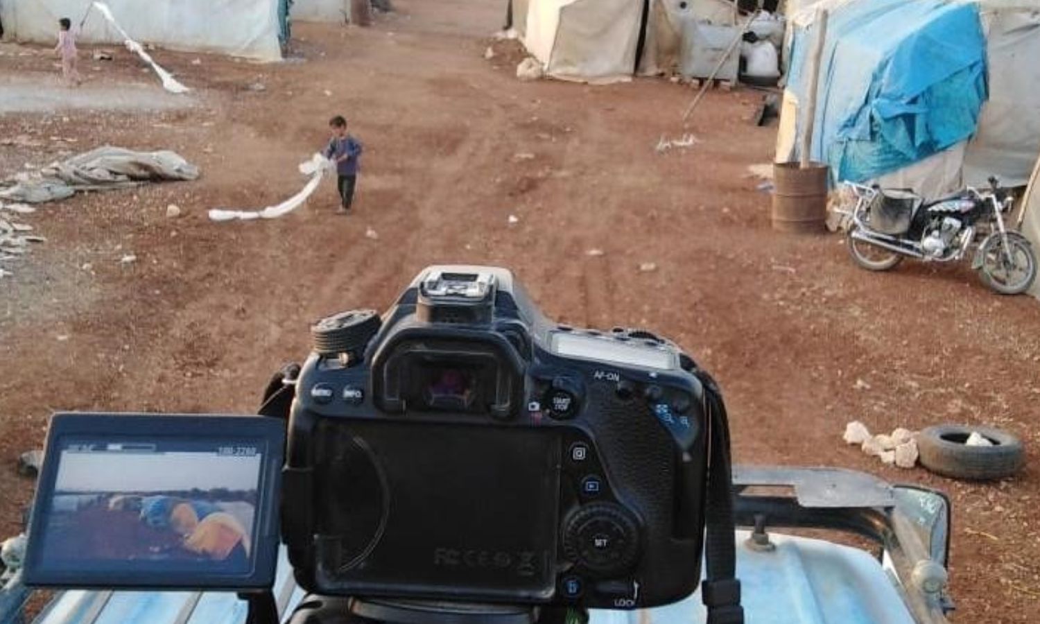 A camera for a media worker in Killi camp in Idlib countryside (Okla Suliman)