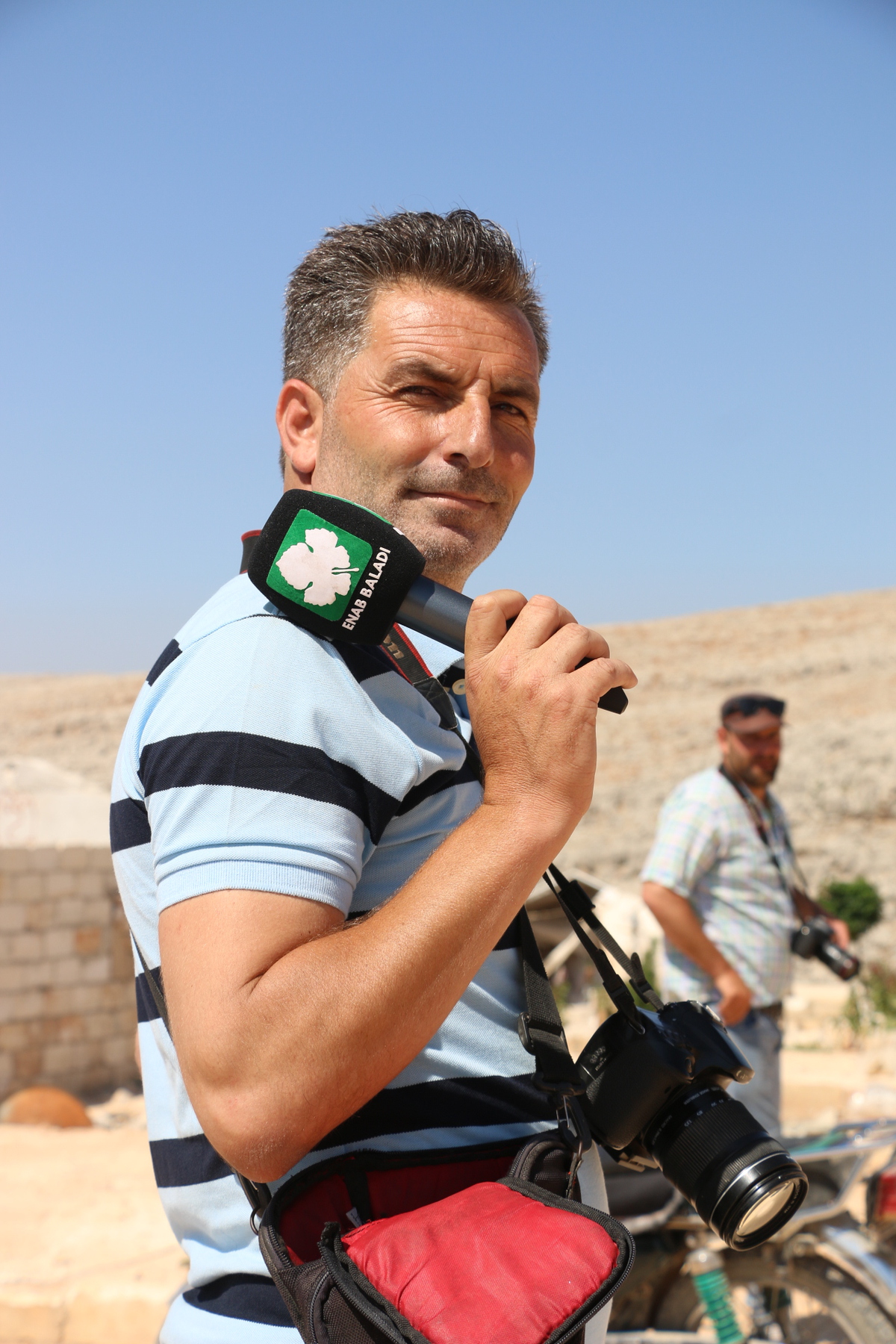 Syrian journalist Iyad Abduljawad during his work in northern Syria - 2022 (Enab Baladi)