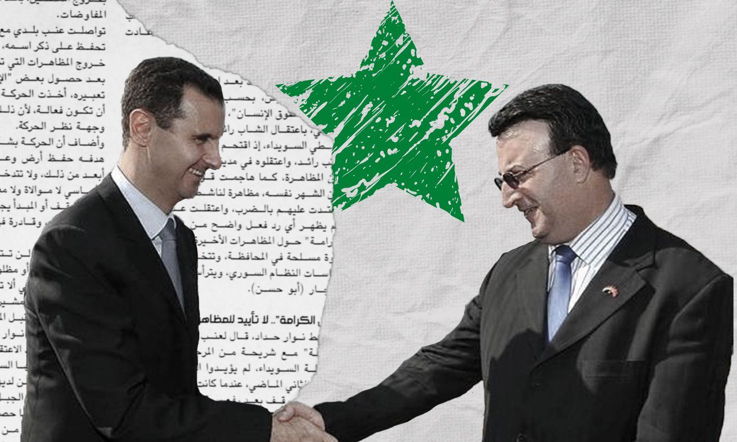 The former Syrian ambassador to Turkey, Nidal Kabalan, with the president of the Syrian regime, Bashar al-Assad (edited by Enab Baladi)