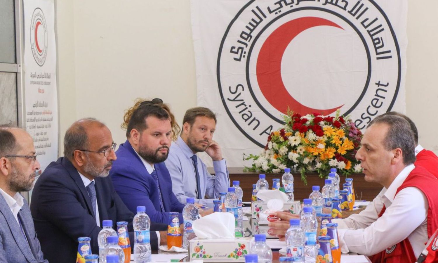 The head of the EU Delegation to SYRIA, Dan Stoenescu, visits the Syrian Arab Red Crescent (SARC) in Hama, accompanied by a UN delegation - 10 August 2022 (SARC’s Facebook page)