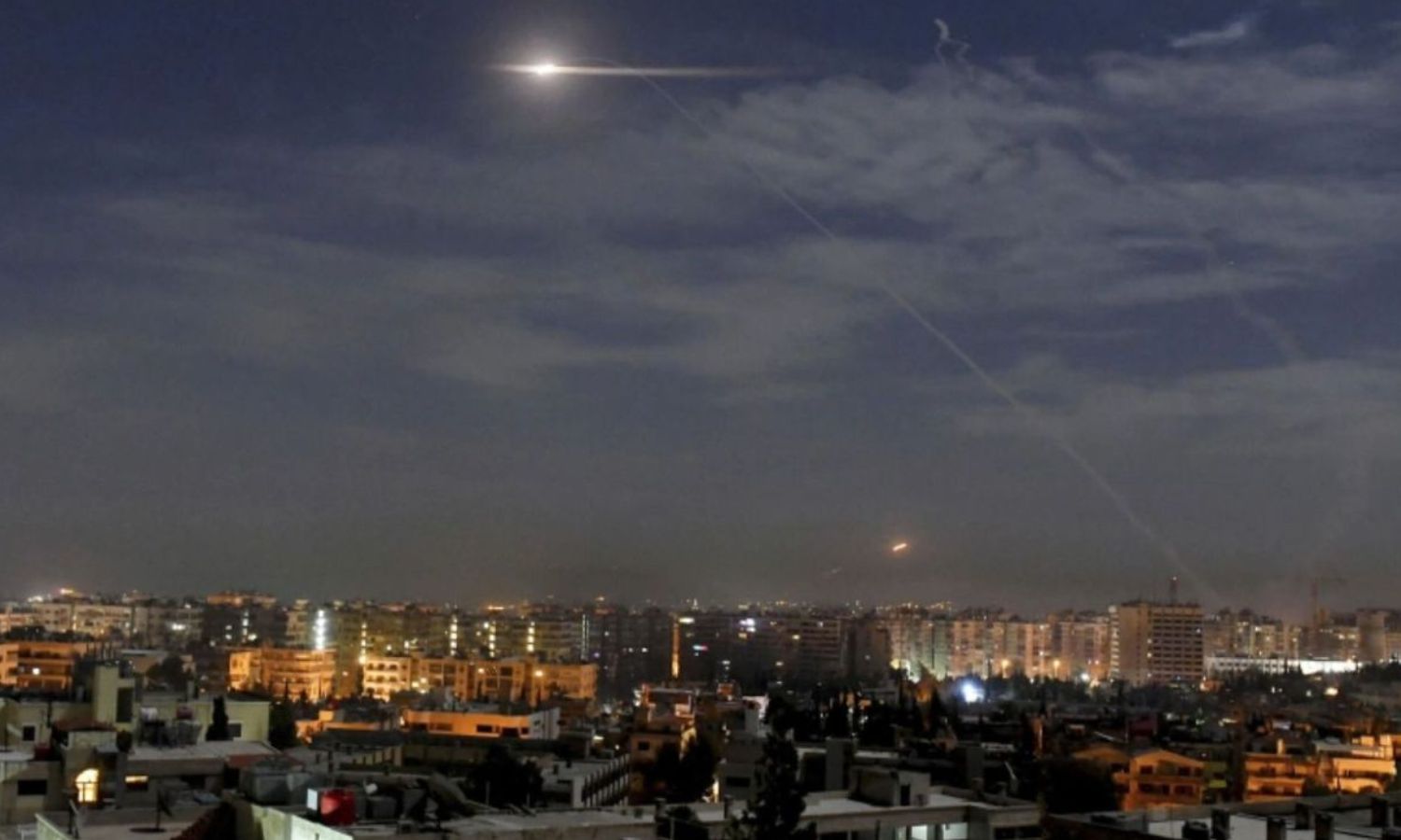 Israeli bombing targeting positions in the Syrian capital Damascus (AP)