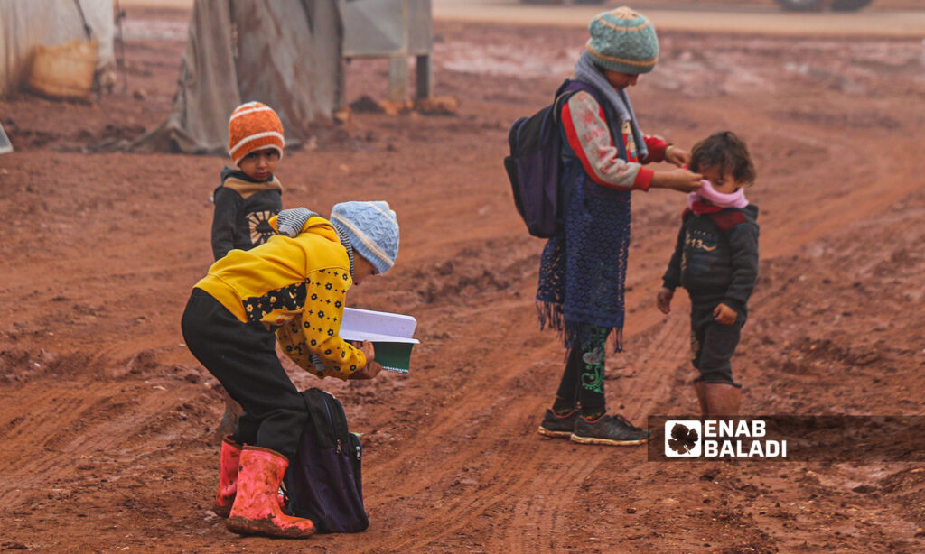 School students in Kelli camp in Idlib countryside – 2021 (Enab Baladi/Iyad Abdul Jawad)